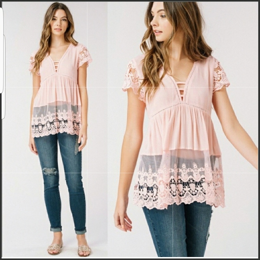 Pink Lacy Top